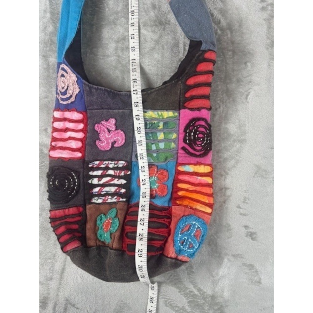 Boho Patchwork Razor Cut Hobo Bag Multi Color Hip… - image 6